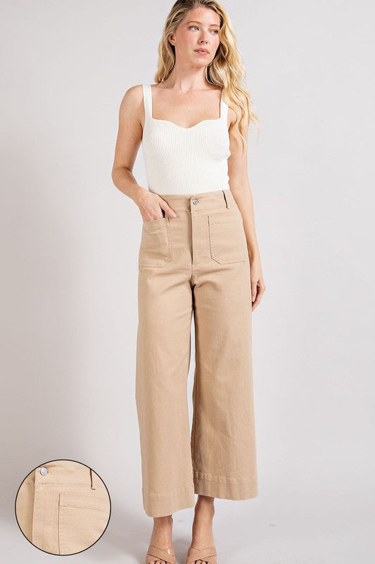 WOMENS BEST SELLING TRENDY HIGH WAISTED WIDE LEG CROP PANTS