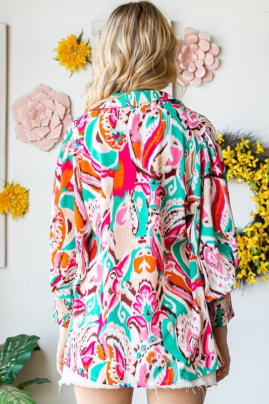 ABSTRACT BRIGHT COLORED BLOUSE