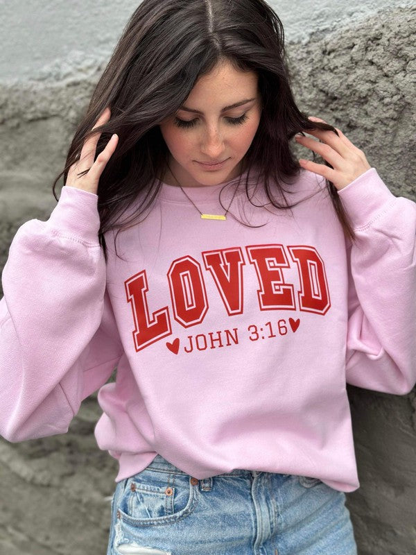 VALENTINE Loved John Pink Sweatshirt