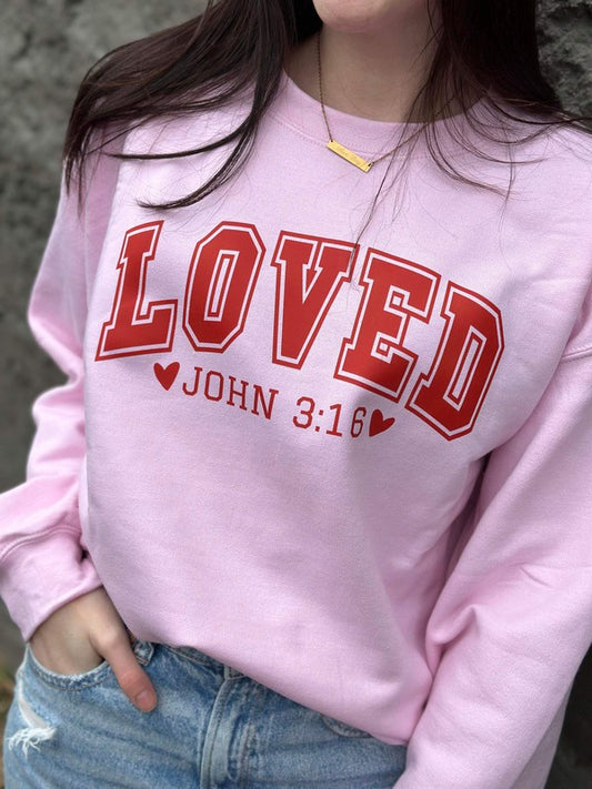VALENTINE Loved John Pink Sweatshirt