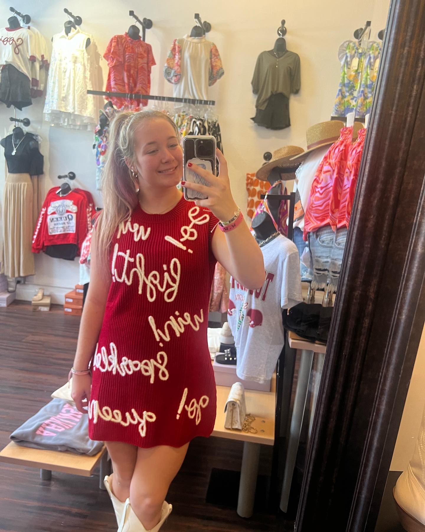 Red & White Go Fight Win Sweater Dress