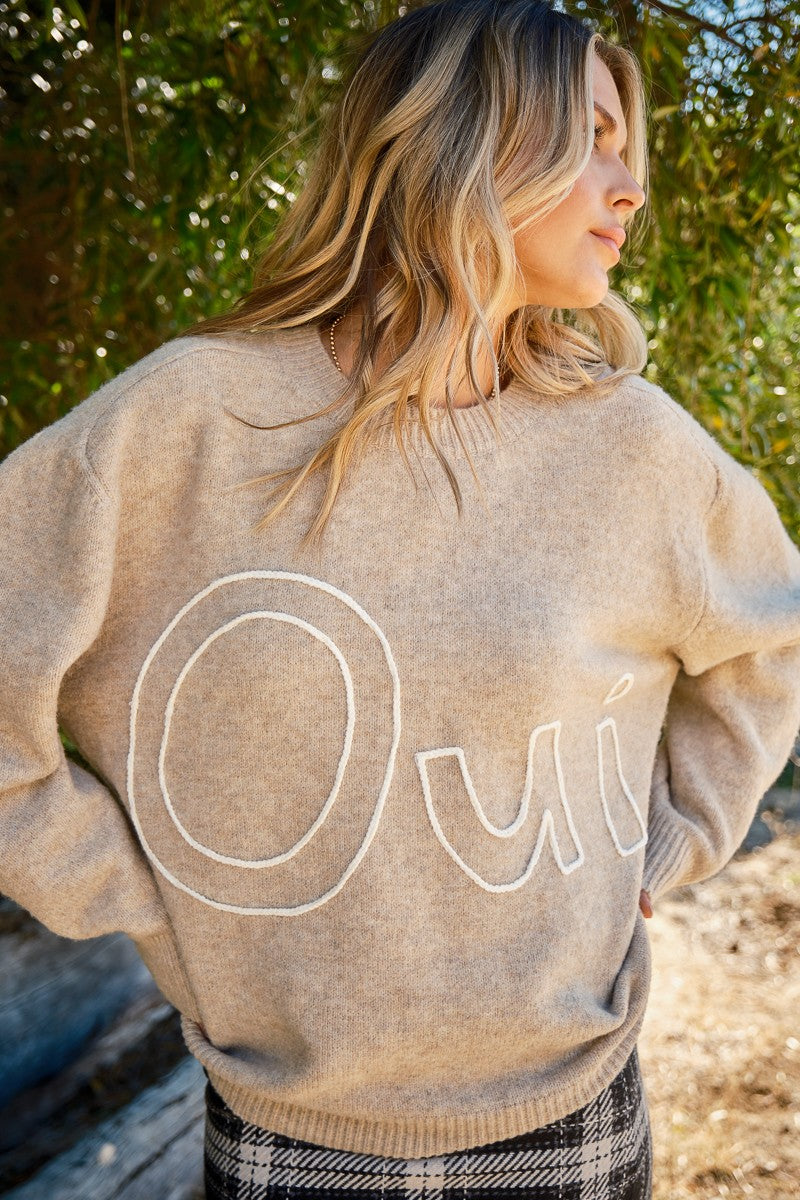 OUI EMBROIDERED SWEATER