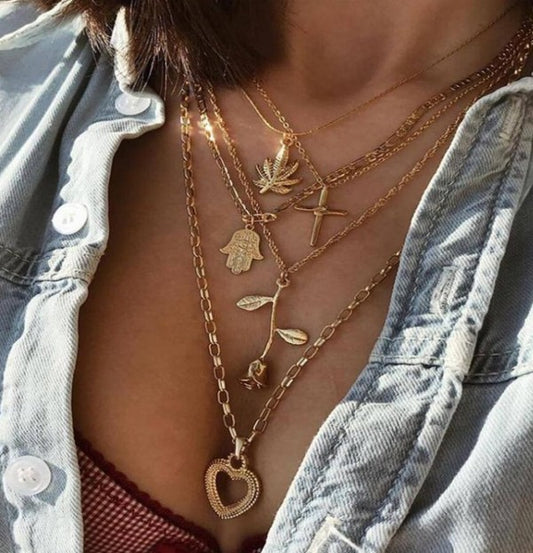 Multi Layers Heart Pendant Necklace