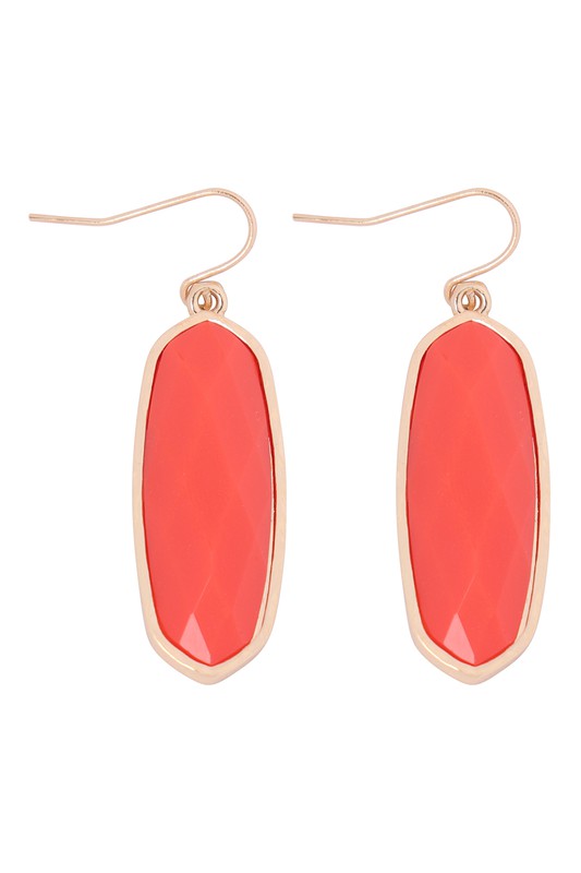 Orange Oval Stone Earrings