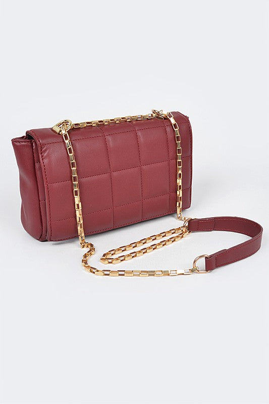 Red Square Quilt Chain Crossbody